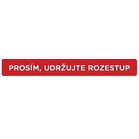 Podlahová značka PROSÍM, UDRŽUJTE ROZESTUP, 600mm × 75mm